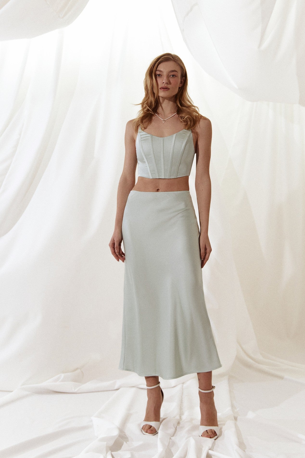Silk skirt in Sage