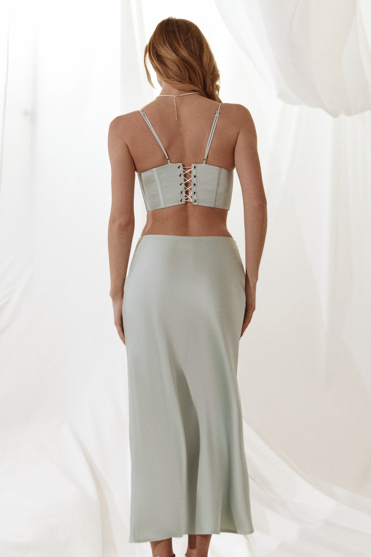 Silk skirt in Sage