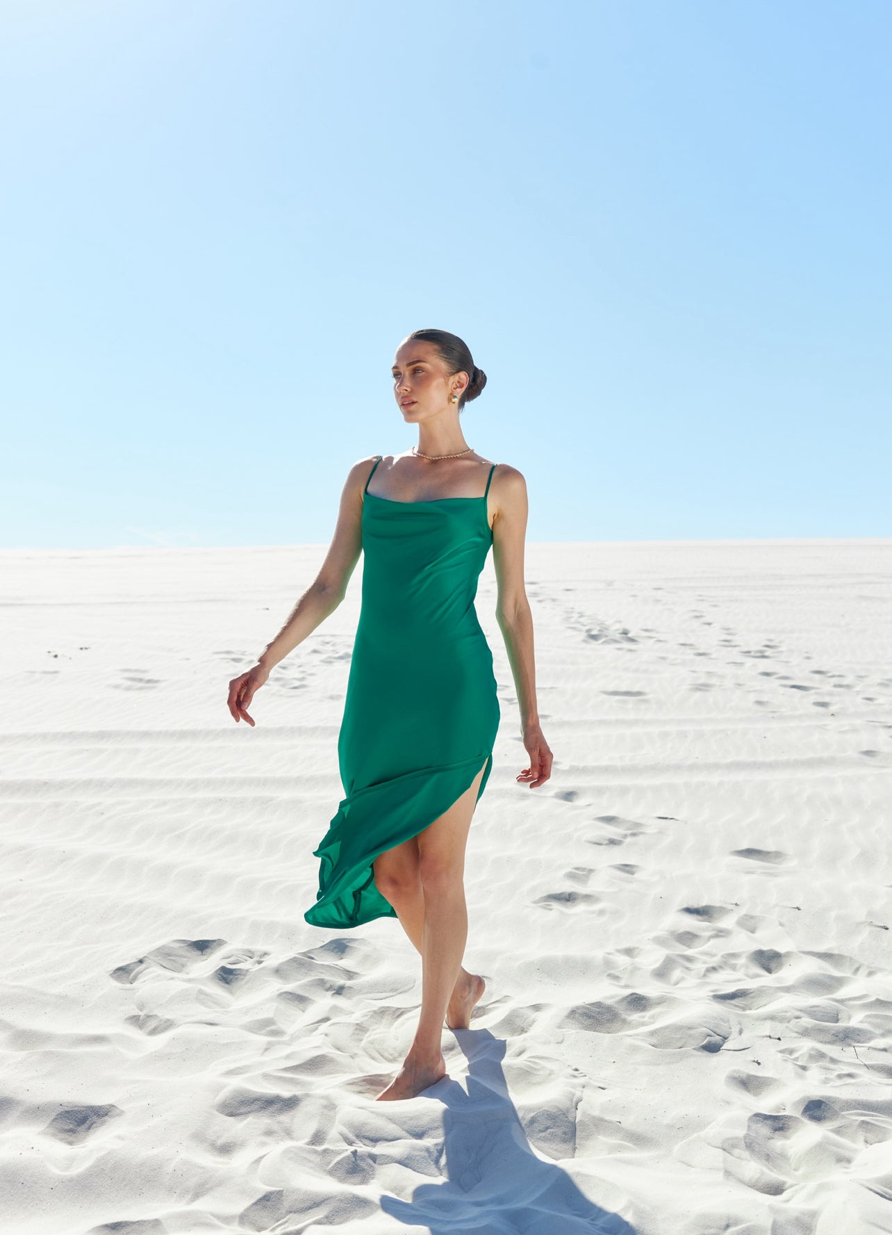 Silk midi dress in Green