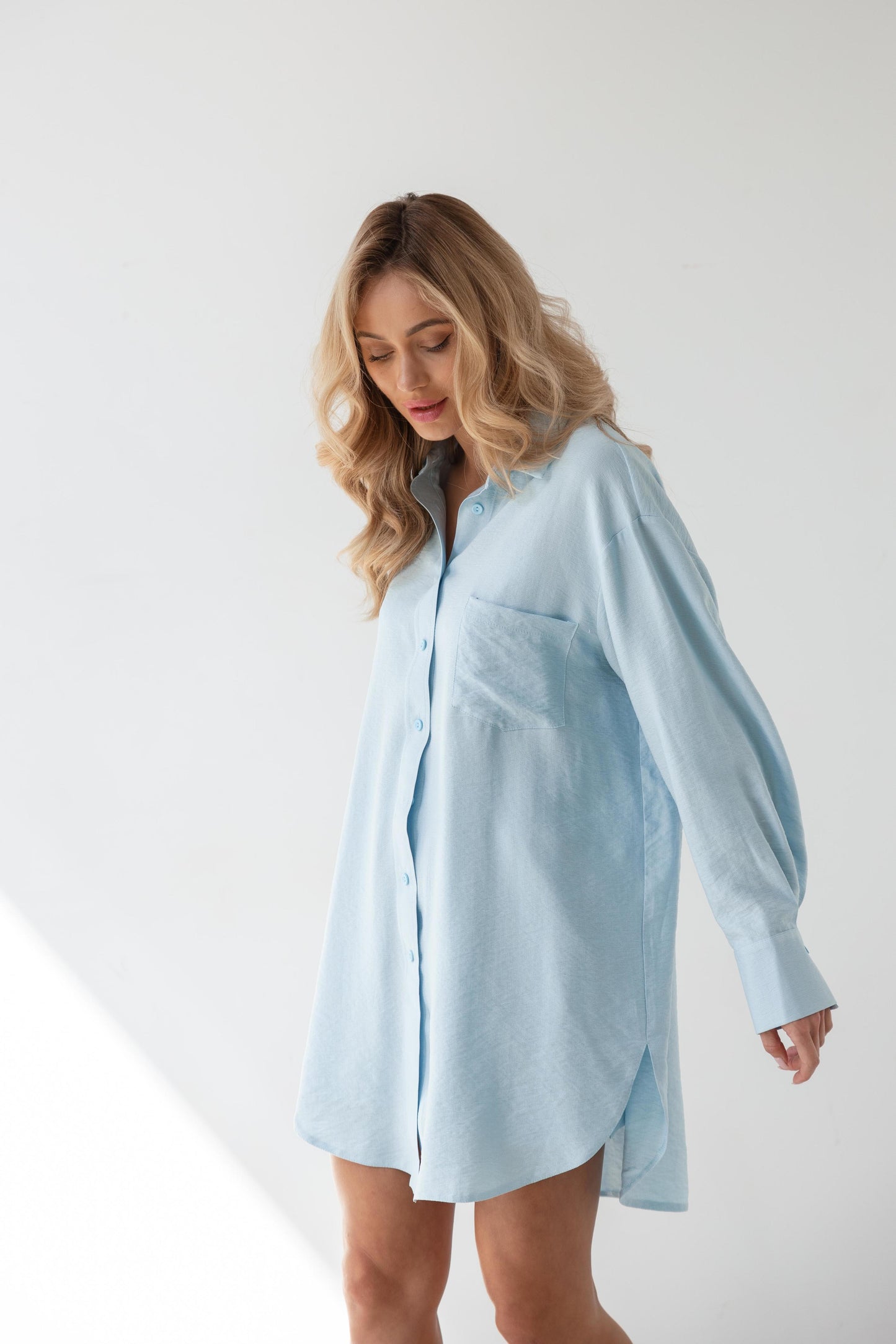 Summer Suit in Sky blue with elongated Shirt