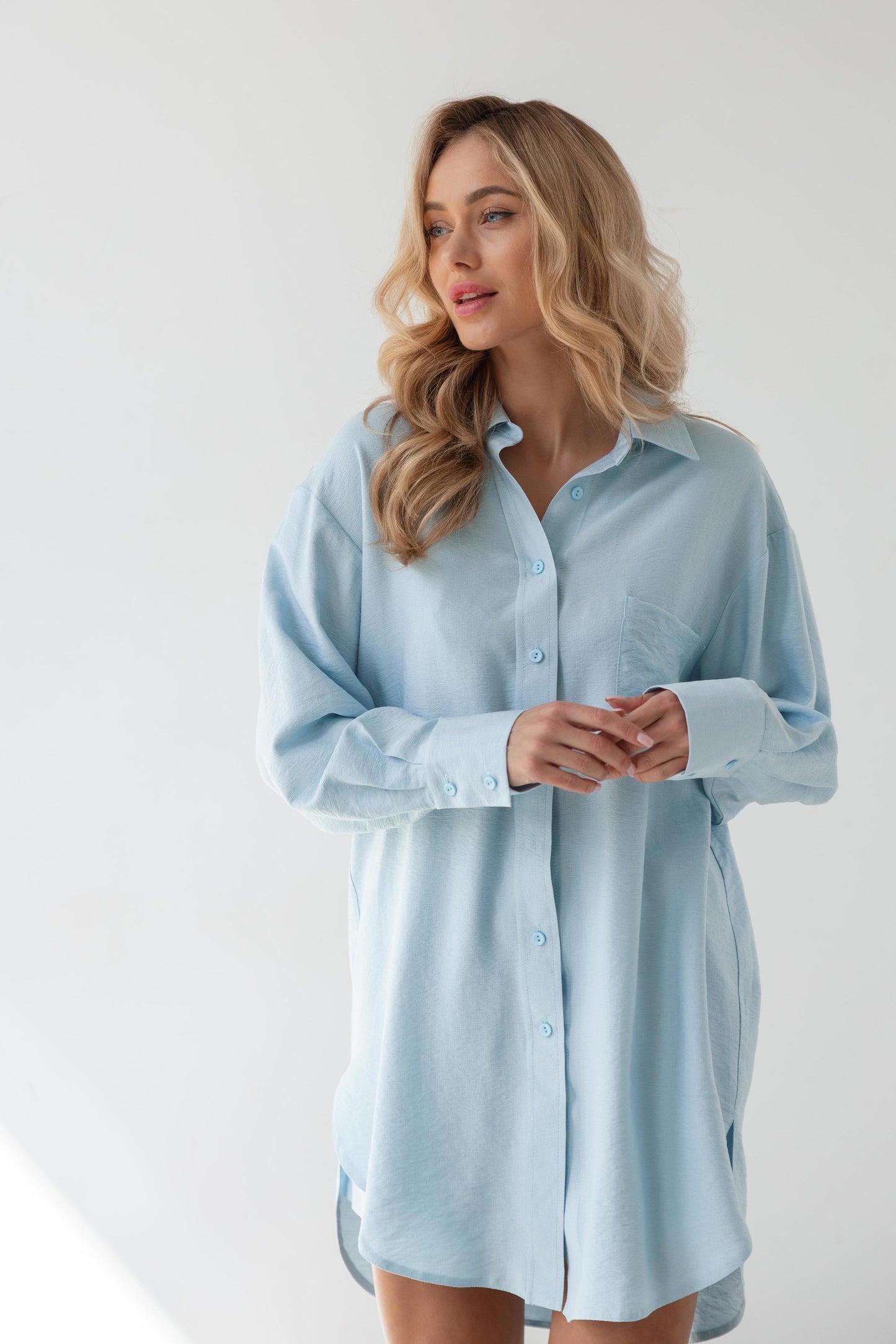 Summer Suit in Sky blue with elongated Shirt