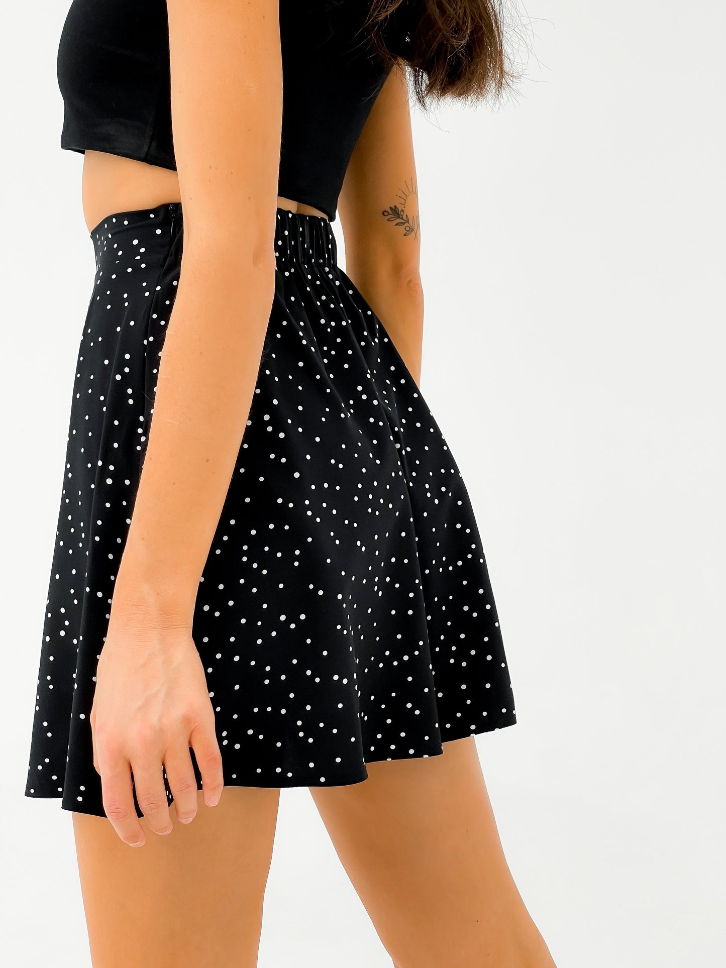 Polkadot mini skirt in silk Black