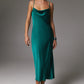 Silk midi dress in Green