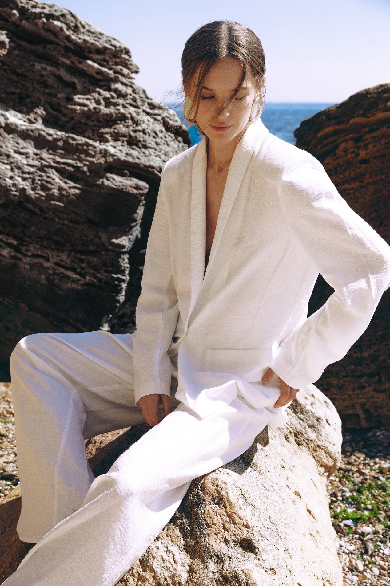 Eco linen suit in Milk