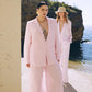 Eco linen suit in Pink