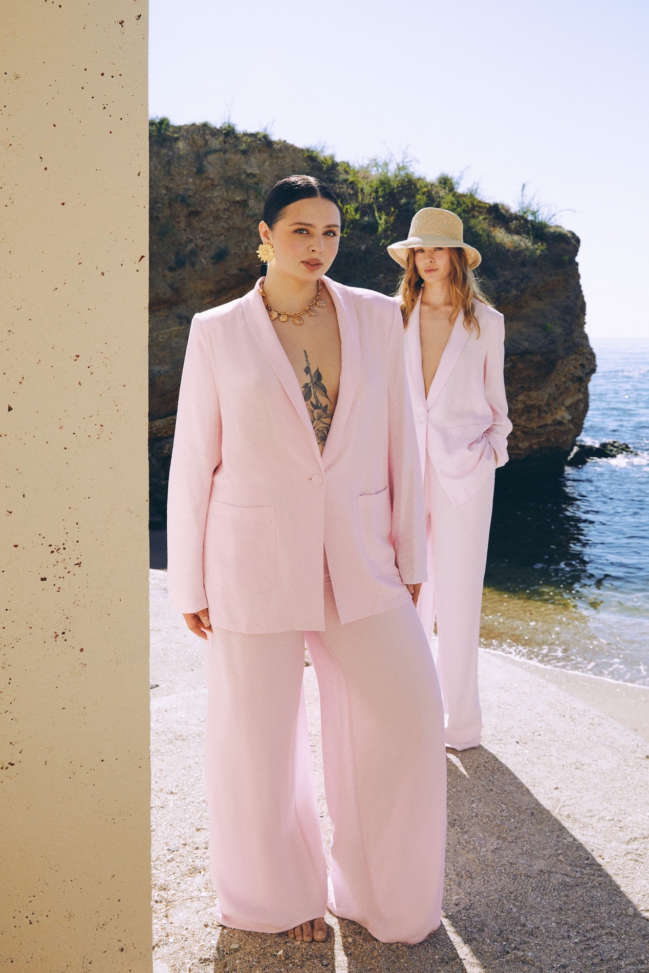 Eco linen suit in Pink