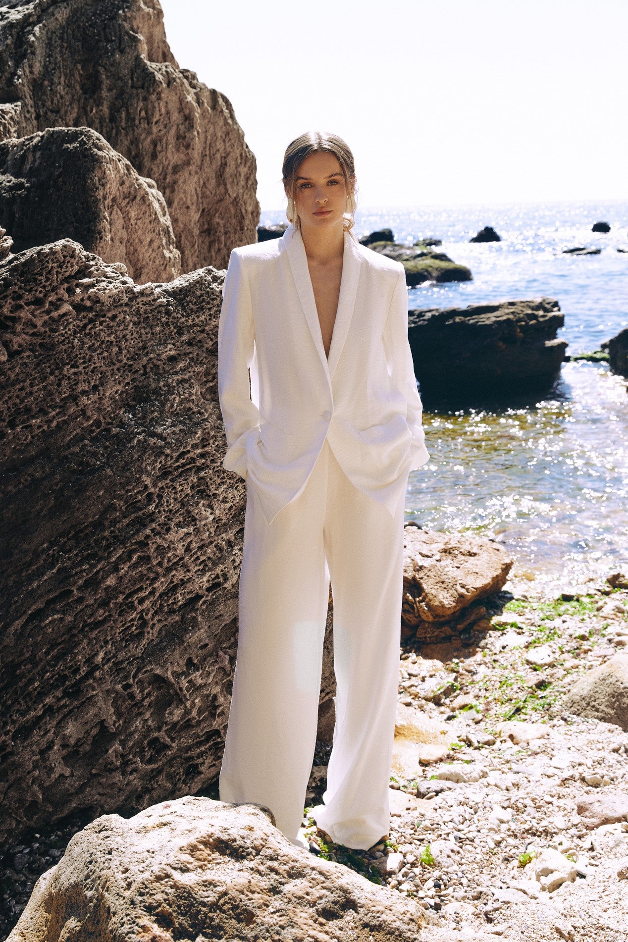 Eco linen suit in Milk