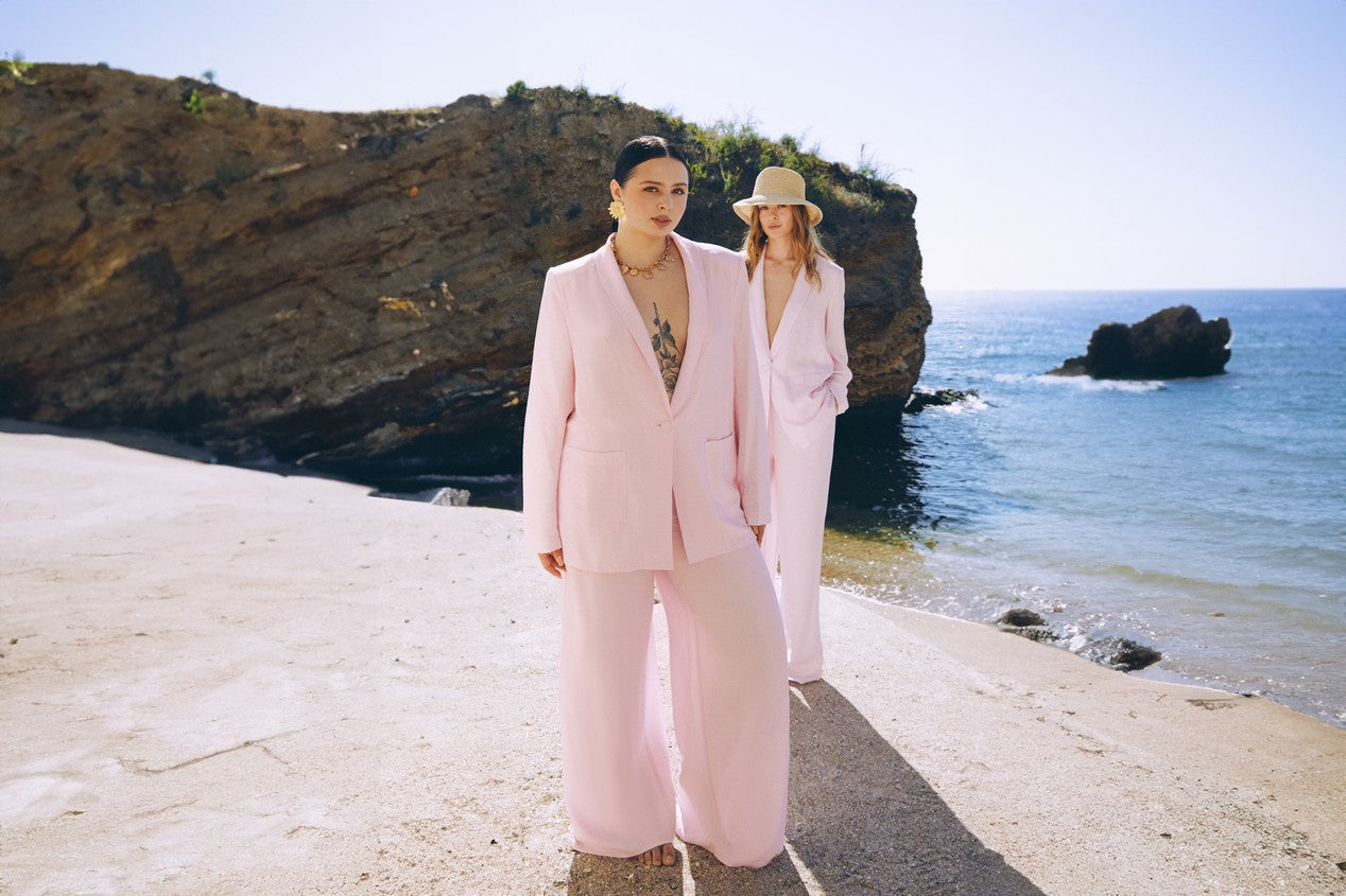 Eco linen suit in Pink