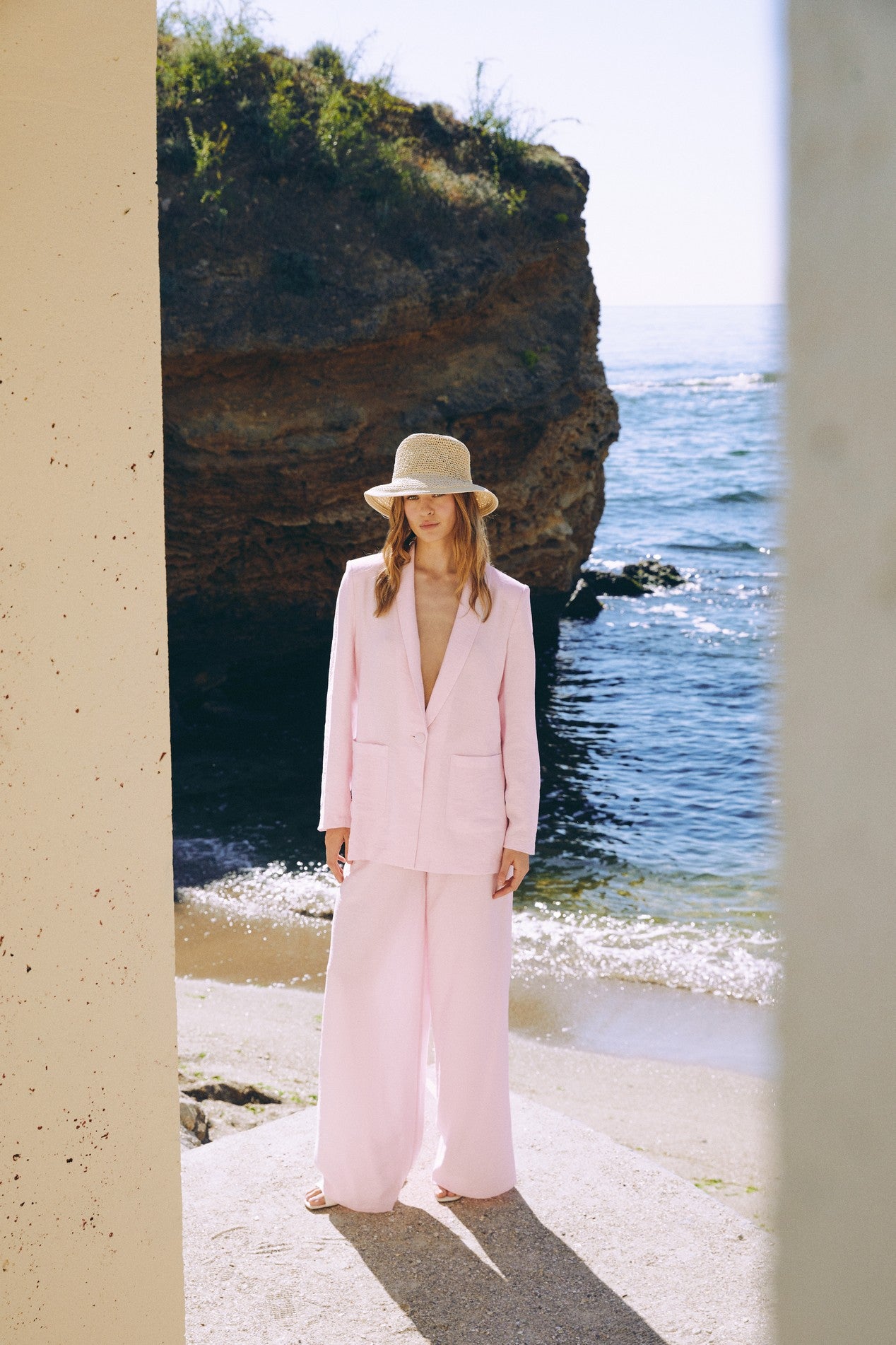 Eco linen suit in Pink