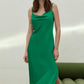 Silk midi dress in Green