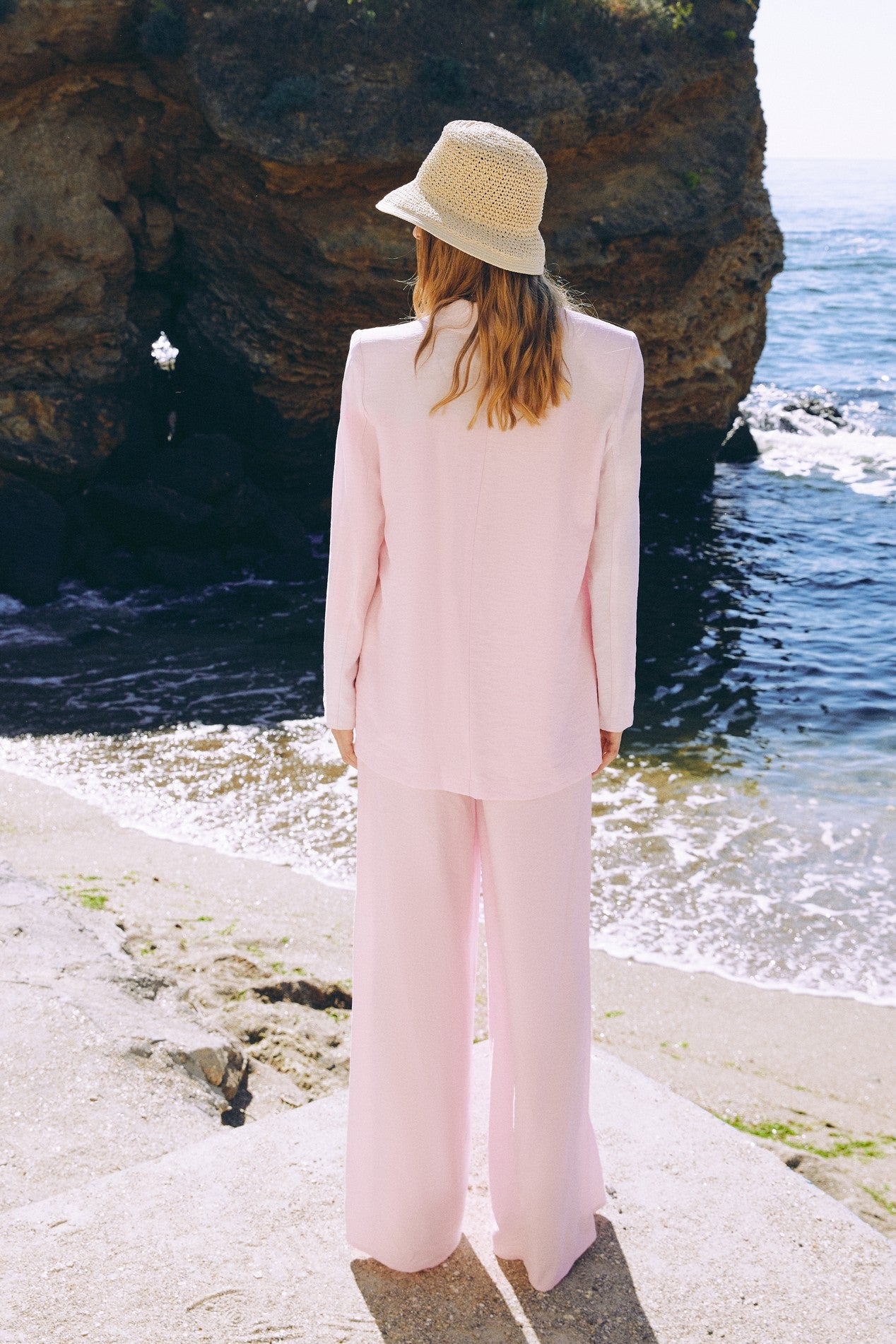 Eco linen suit in Pink