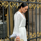 Silk feathered blouse in White