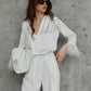 Silk feathered blouse in White