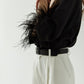 Silk feathered blouse in Black