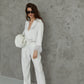Silk feathered blouse in White