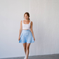 Polkadot mini skirt in silk Sky Blue