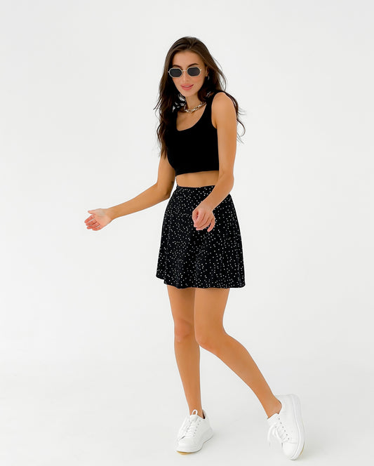 Polkadot mini skirt in silk Black