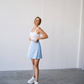 Polkadot mini skirt in silk Sky Blue