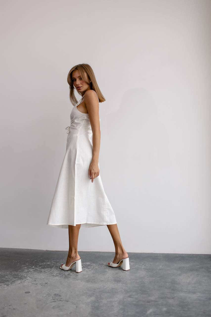 Linen slip midi dress