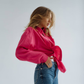 Linen long sleeve shirt Raspberry