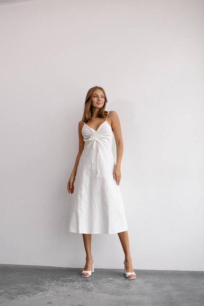 Linen slip midi dress