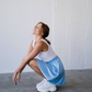 Polkadot mini skirt in silk Sky Blue