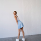Polkadot mini skirt in silk Sky Blue