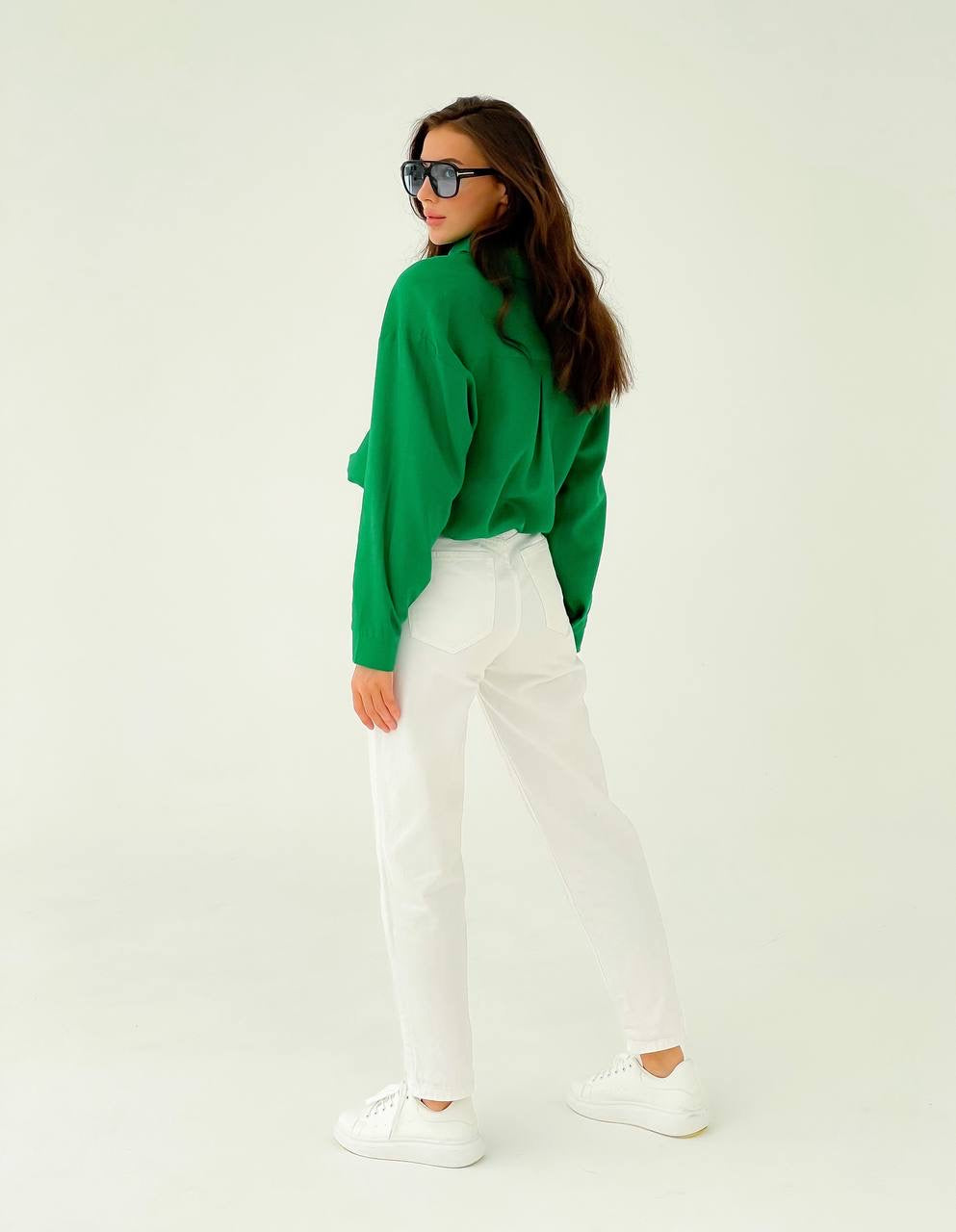 Linen long sleeve shirt Green