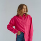 Linen long sleeve shirt Raspberry