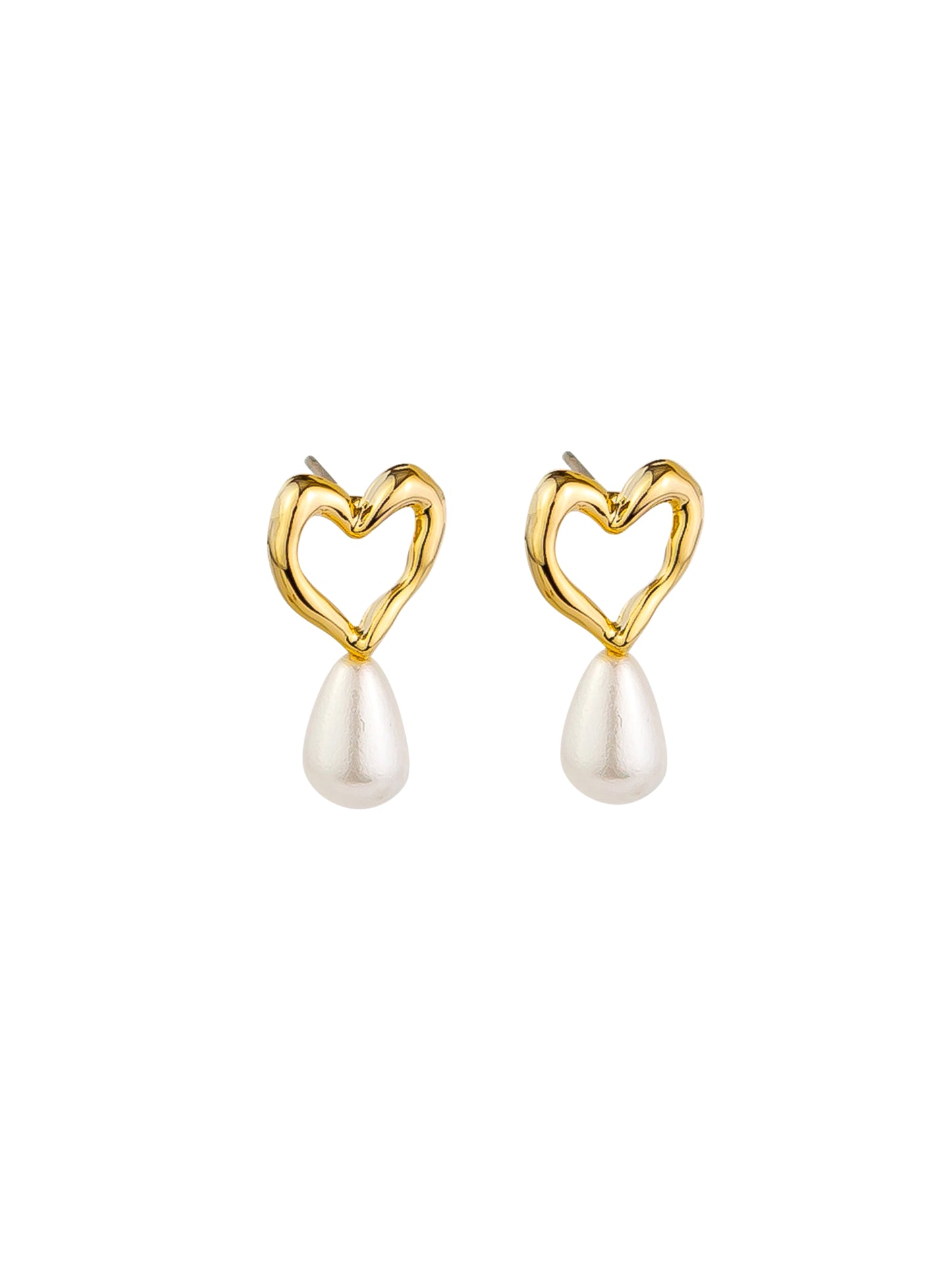 Gold Heart Pearl Drop E/R