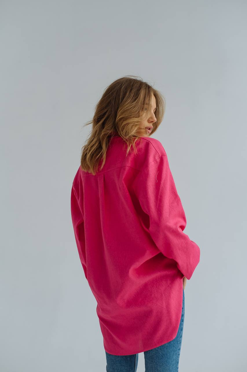 Linen long sleeve shirt Raspberry