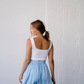 Polkadot mini skirt in silk Sky Blue